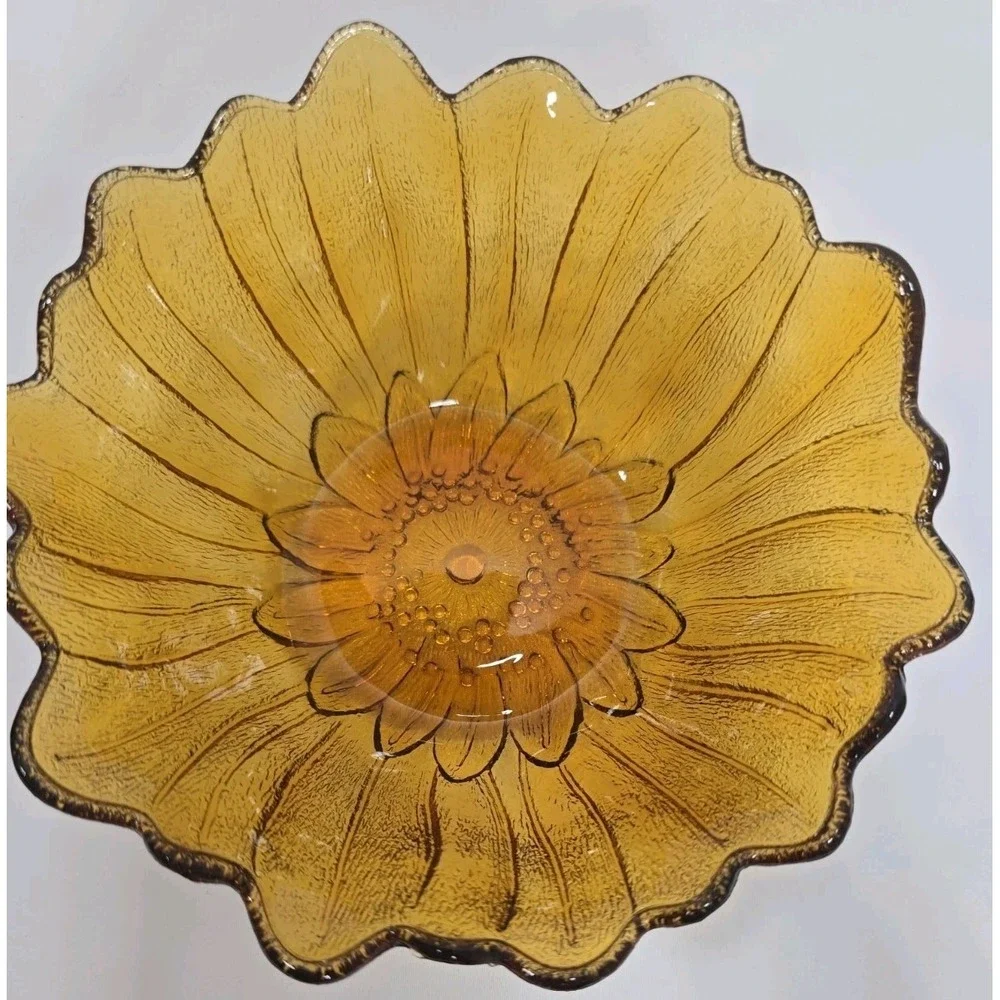 Vintage Amber Carnival Glass Indiana Glass Company Sunflower